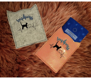 Stickserie ITH - Impfpasshülle Katzenkopf Ohren - 11 Motive Katze in 4 Varianten inkl. Blanko